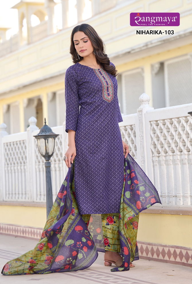 Niharika By Rangmaya Printed Cotton Kurti With Bottom Dupatta Wholesalers In Delhi